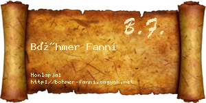 Böhmer Fanni névjegykártya